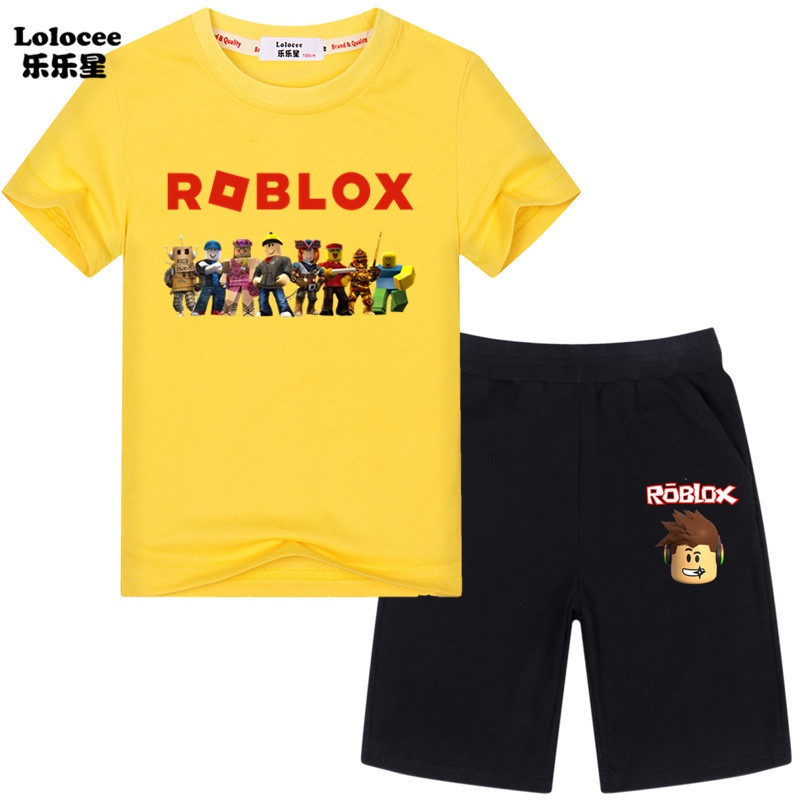 Bộ Đồ 2 Món Áo Thun Tay Ngắn In Hoạt Hình Roblox Phối Quần Short Thời Trang Cho Bé