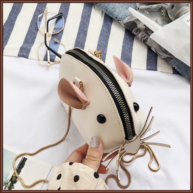 Túi Da PU Đeo Chéo Hình Động Vật Phối Dây Xích Thời Trang Cho Nữ