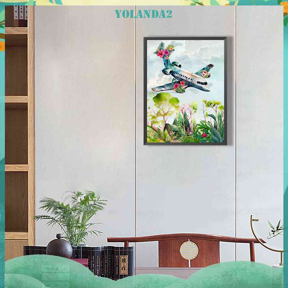 Tranh Đính Đá Kim Cương Toàn Bộ 5D DIY Hình Vẽ Máy Bay Dùng Trang Trí Nhà