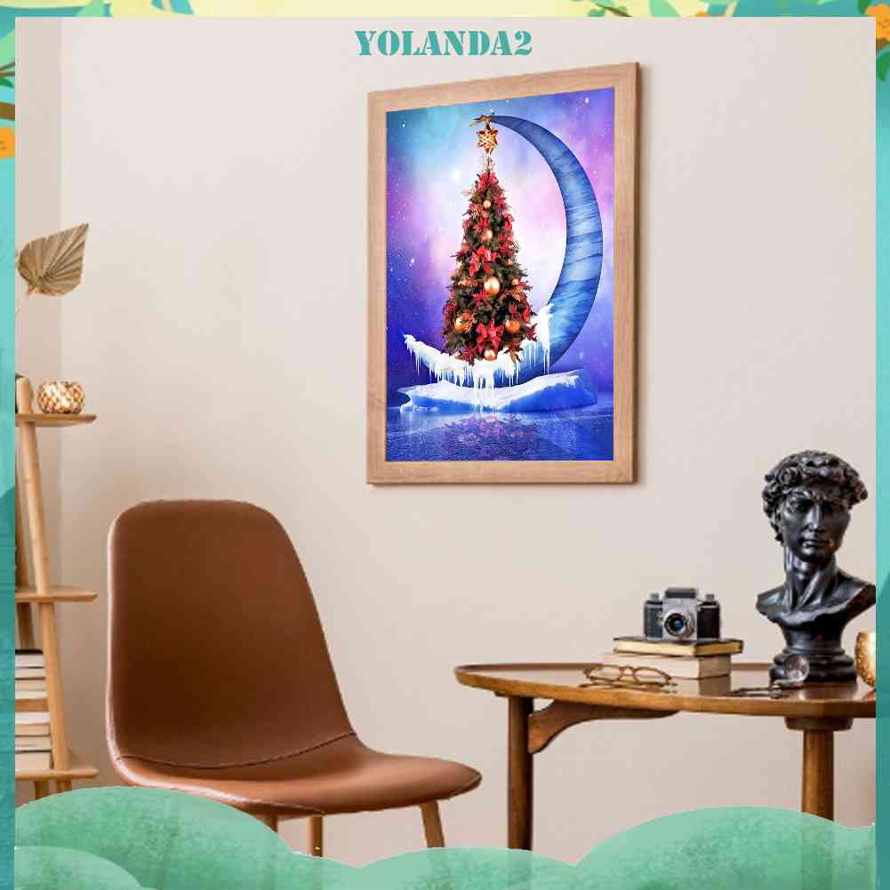 Tranh Đính Đá Kim Cương Toàn Bộ 5D DIY Hình Cây Thông Giáng Sinh