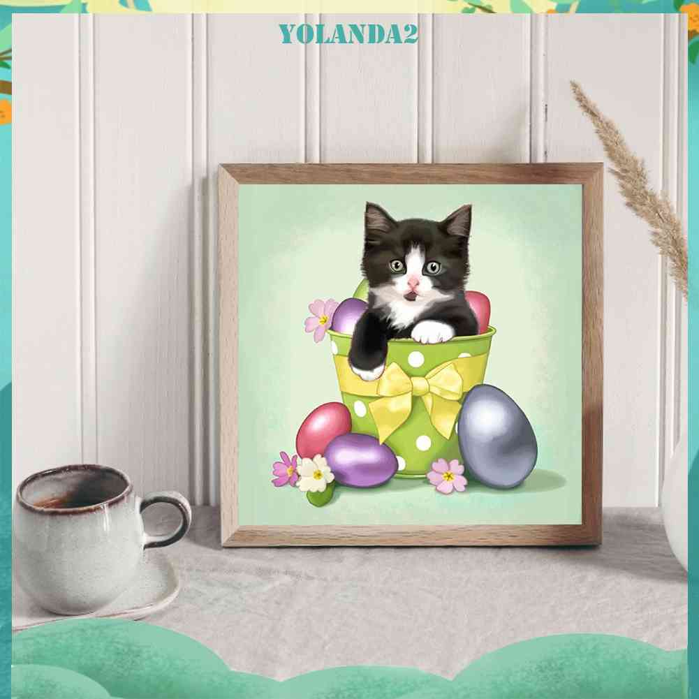 Bộ Tranh Đính Đá 5D DIY Hình Mèo Kitty Nhiều Màu Sắc Để Trang Trí Nhà