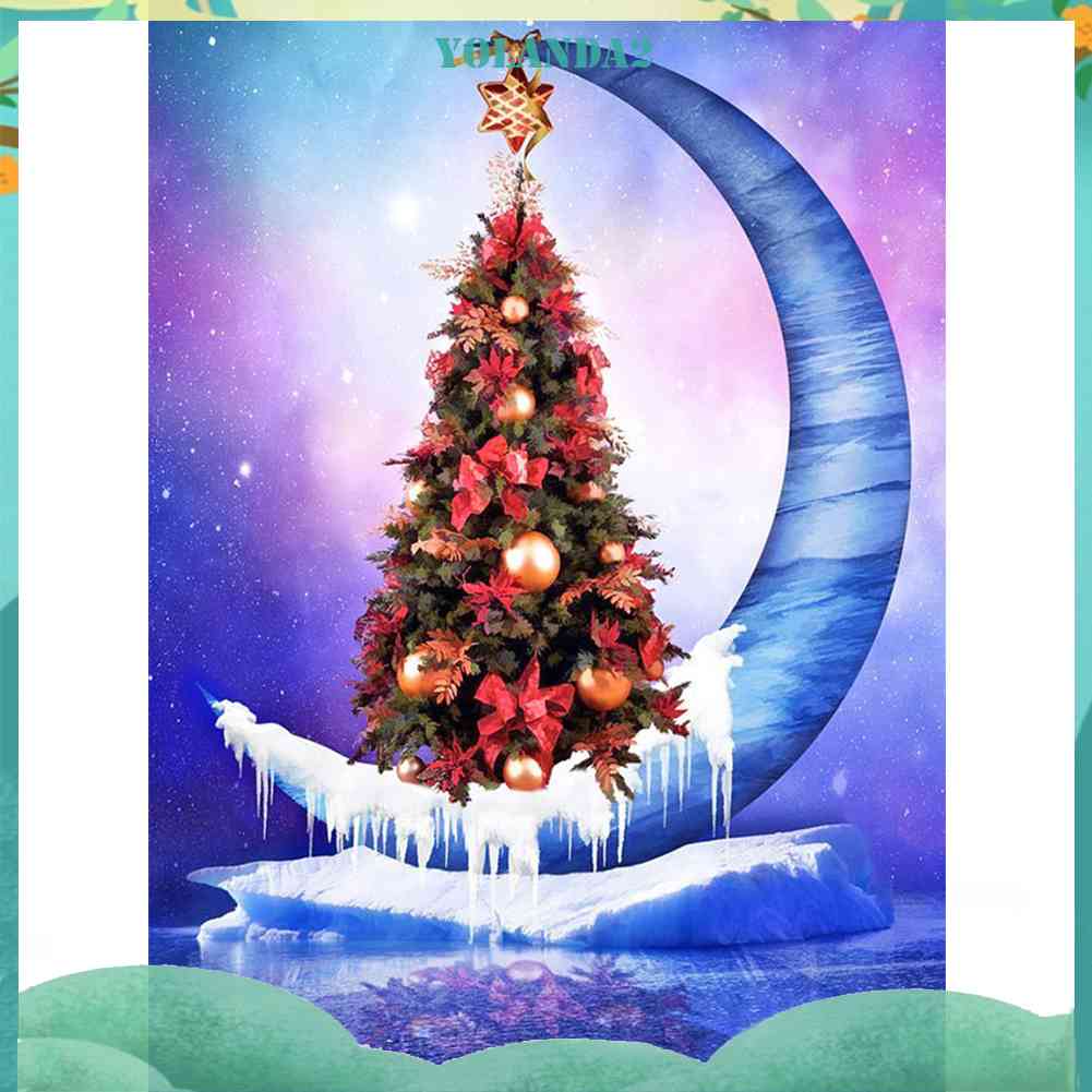Tranh Đính Đá Kim Cương Toàn Bộ 5D DIY Hình Cây Thông Giáng Sinh