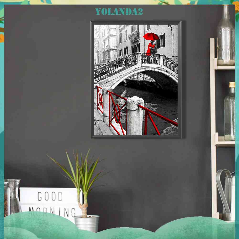 Tranh Đính Đá Kim Cương Toàn Bộ 5D DIY Hình Cây Cầu Tình Nhân Trang Trí Nhà Cửa