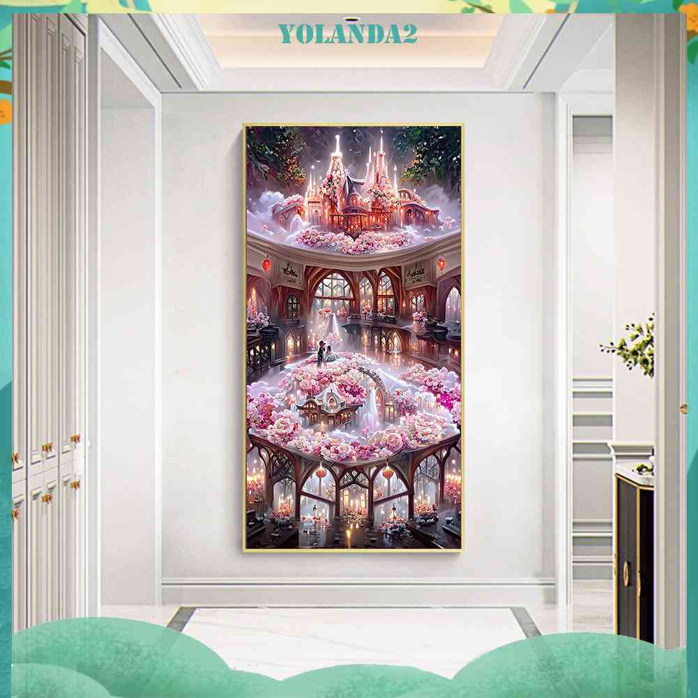 Bộ Tranh Đính Đá Tự Làm Toàn Diện Họa Tiết Hoa Hồng Dùng Trang Trí Phòng