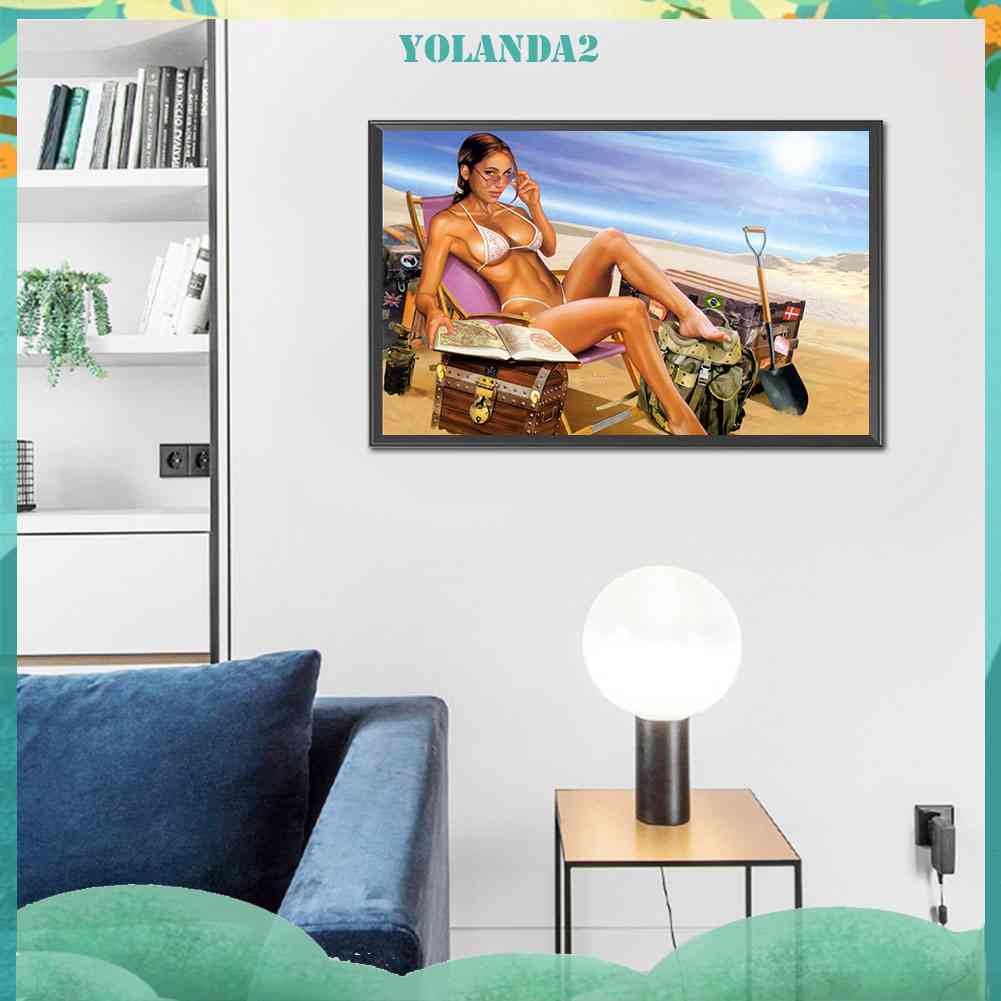 Tranh Đính Đá Kim Cương Toàn Bộ 5D DIY Hình Vẽ Người Đẹp Trang Trí Nhà Cửa