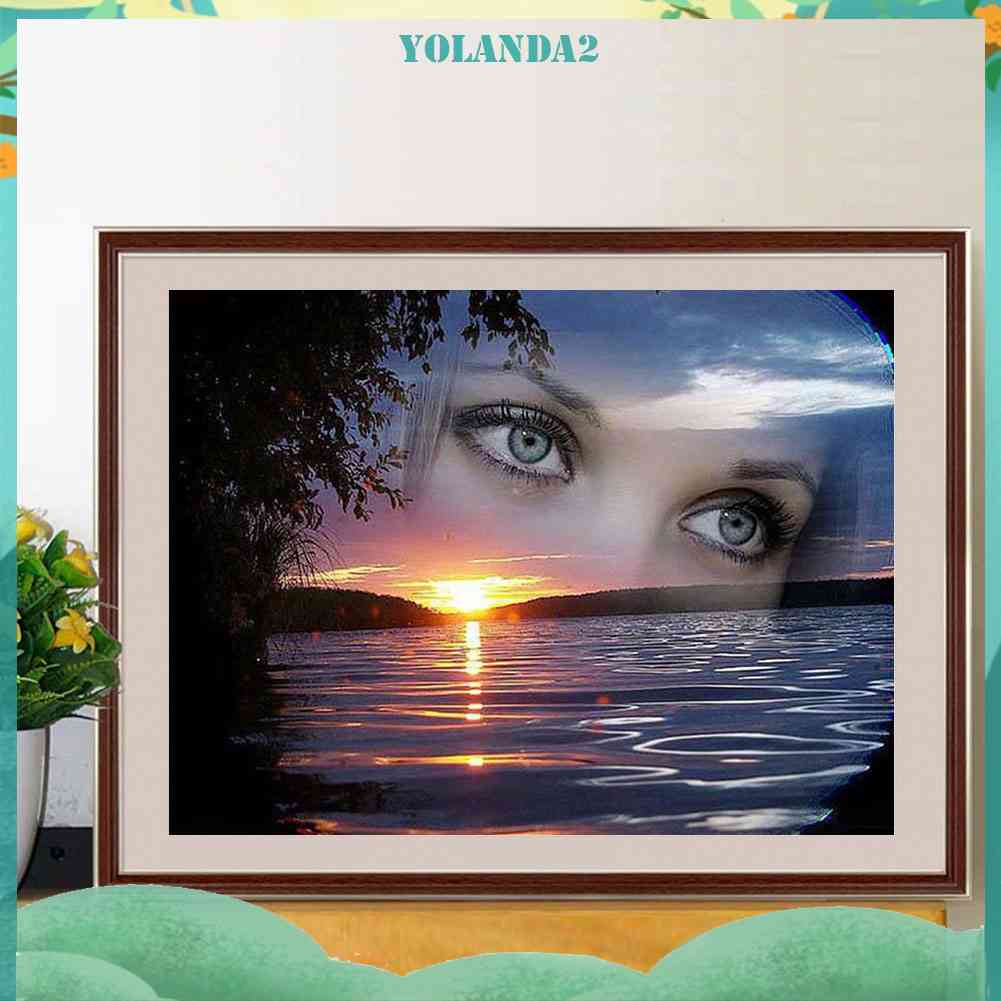 Bộ Tranh Đính Đá Tự Làm Toàn Diện Hình Đôi Mắt Trên Hồ