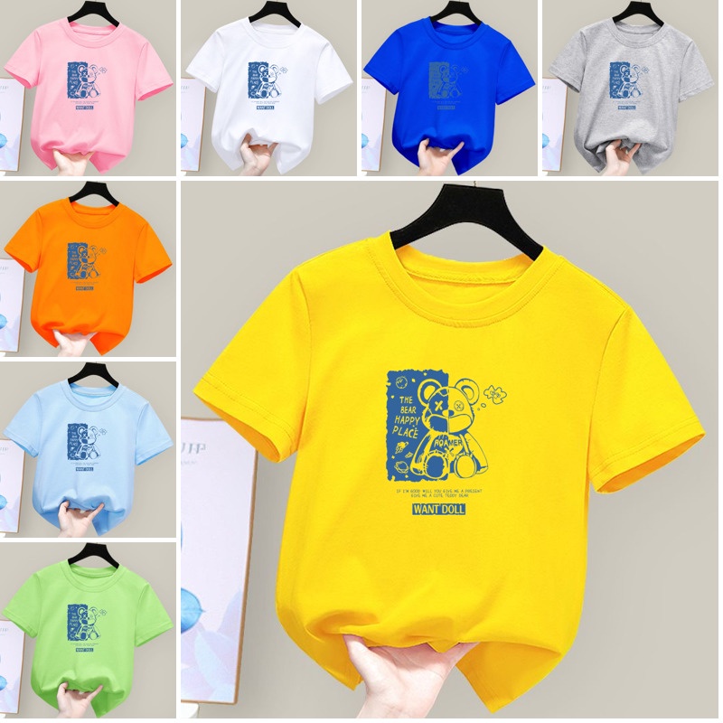 Áo Thun Unisex Tay Ngắn In Hình Hoạt Hình Dễ Thương Cho Bé Trai