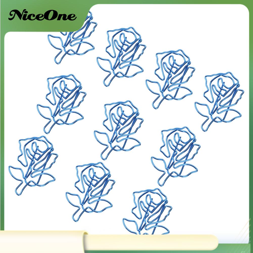 NiceOne 10 Chiếc Kẹp Giấy Hình Hoa Hồng Xanh Trang Nhãn Sắt Cho Dấu Sổ Tay Chương Trình Nghị Sự Sách