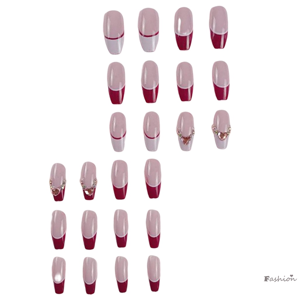 Móng Tay Giả Màu Hồng Đính Đá Lâu Trôi Chống Thấm Nước