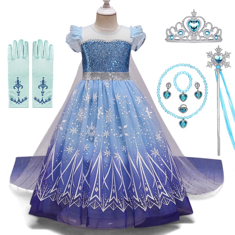 Đầm Hóa Trang Công Chúa Elsa Trong Phim Frozen 2 Cho Bé Gái