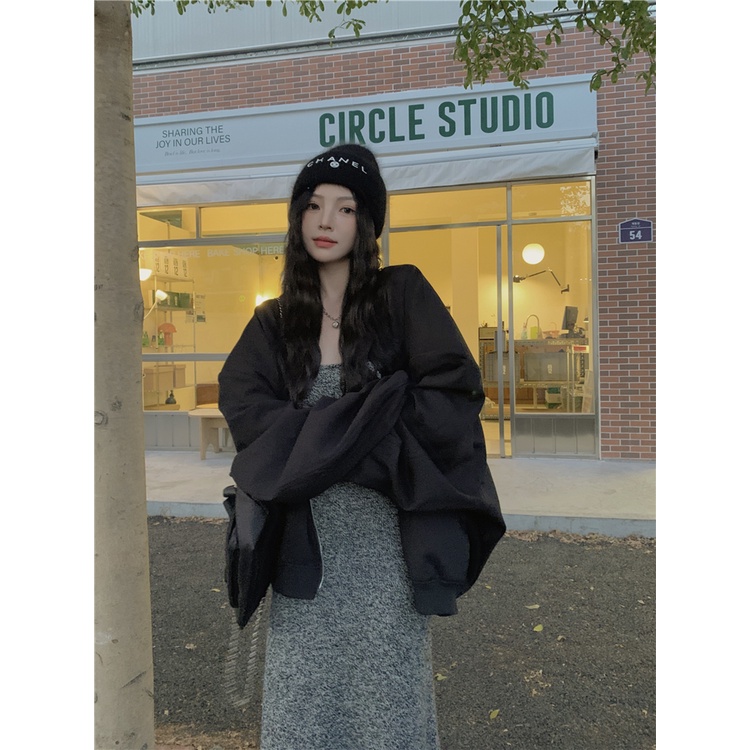 Đầm Yếm Dệt Kim Dáng Dài Màu Xám Thiết Kế Đơn Giản Quyến Rũ Thời Trang Xuân