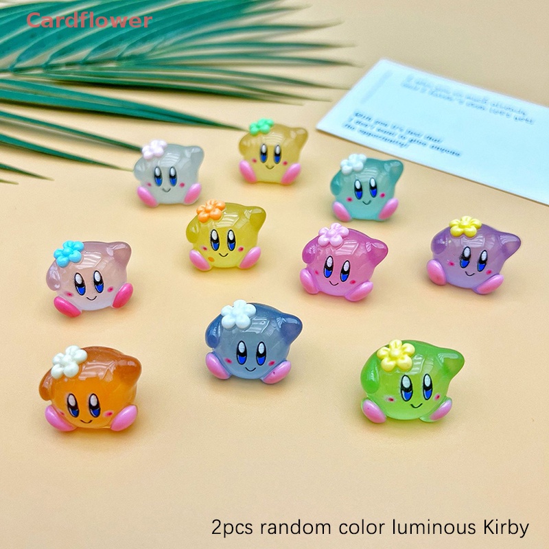 Bộ 2 Tượng Nhựa Phát Quang Hình Kirby Đáng Yêu Trang Trí Tiểu Cảnh Mới