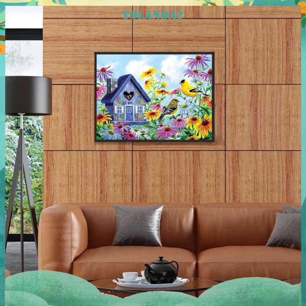 Tranh Đính Đá Kim Cương Toàn Bộ 5D DIY Hình Vẽ Chim Và Hoa