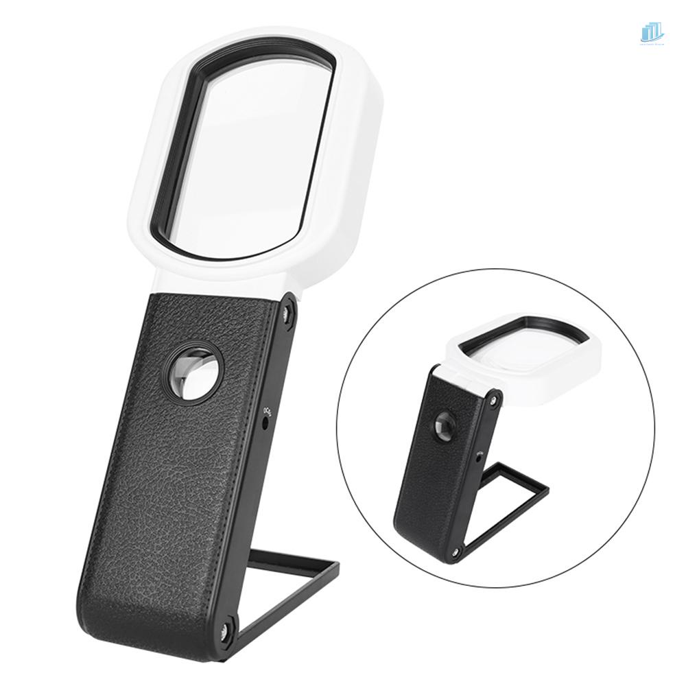 Kính Lúp Cầm Tay 10X / 25X Có Thể Gập Lại Đa Năng Kèm 6 Đèn LED 2 Tia UV