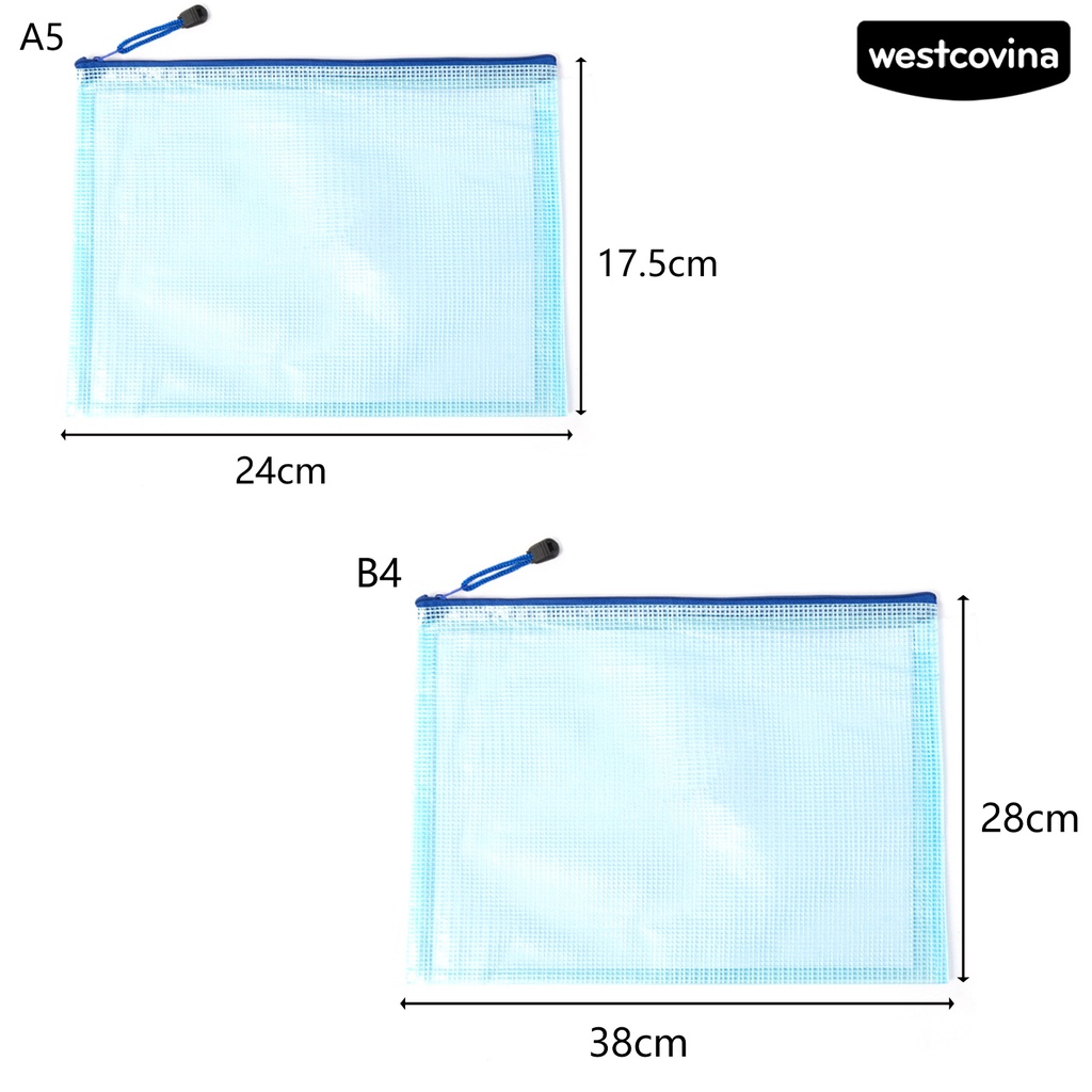 [COD]♪Set 5 Túi Đựng Tài Liệu Bằng PVC Chống Nước Đa Năng Có Khóa Kéo