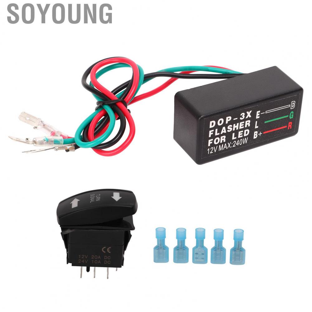 Soyoung Turn Signal Rocker Switch  ABS Wide Compatibility 12V Insulated Long Service Life High Hardness Turn Light Terminals Kit  for Replacement for ATV