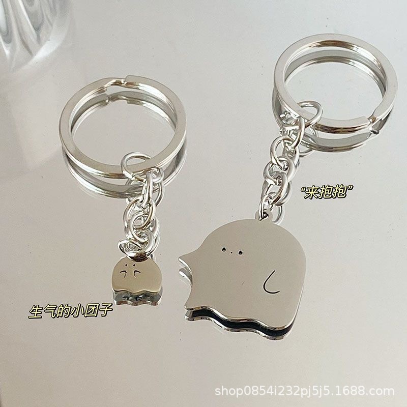 Cute Cartoon Group Ghost Keychain Pendant Couple Pendant Cute Little Ghost Student Best Friend Backpack Accessory