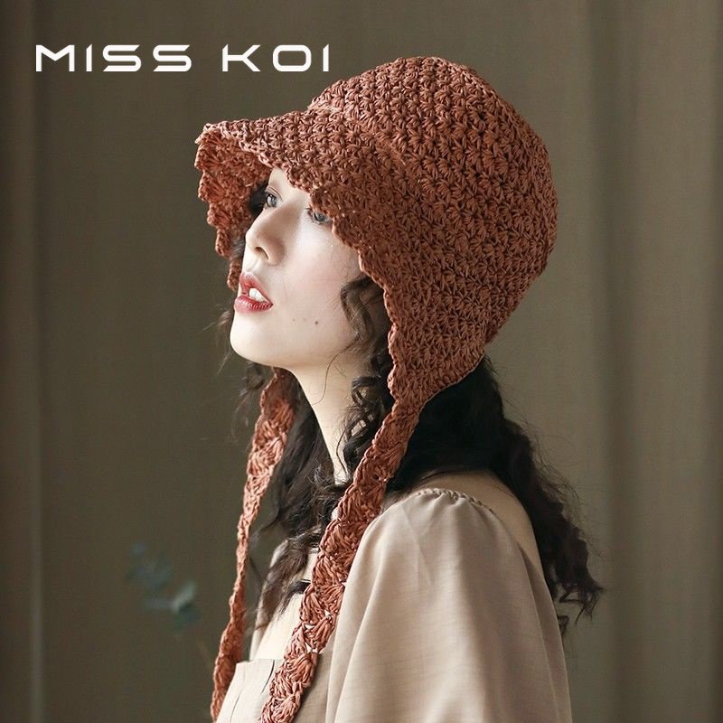 Mũ Cói Bucket Cột Dây Thời Trang Xuân Hè Phong Cách Công Chúa Lolita Nhật Bản Cho Nữ