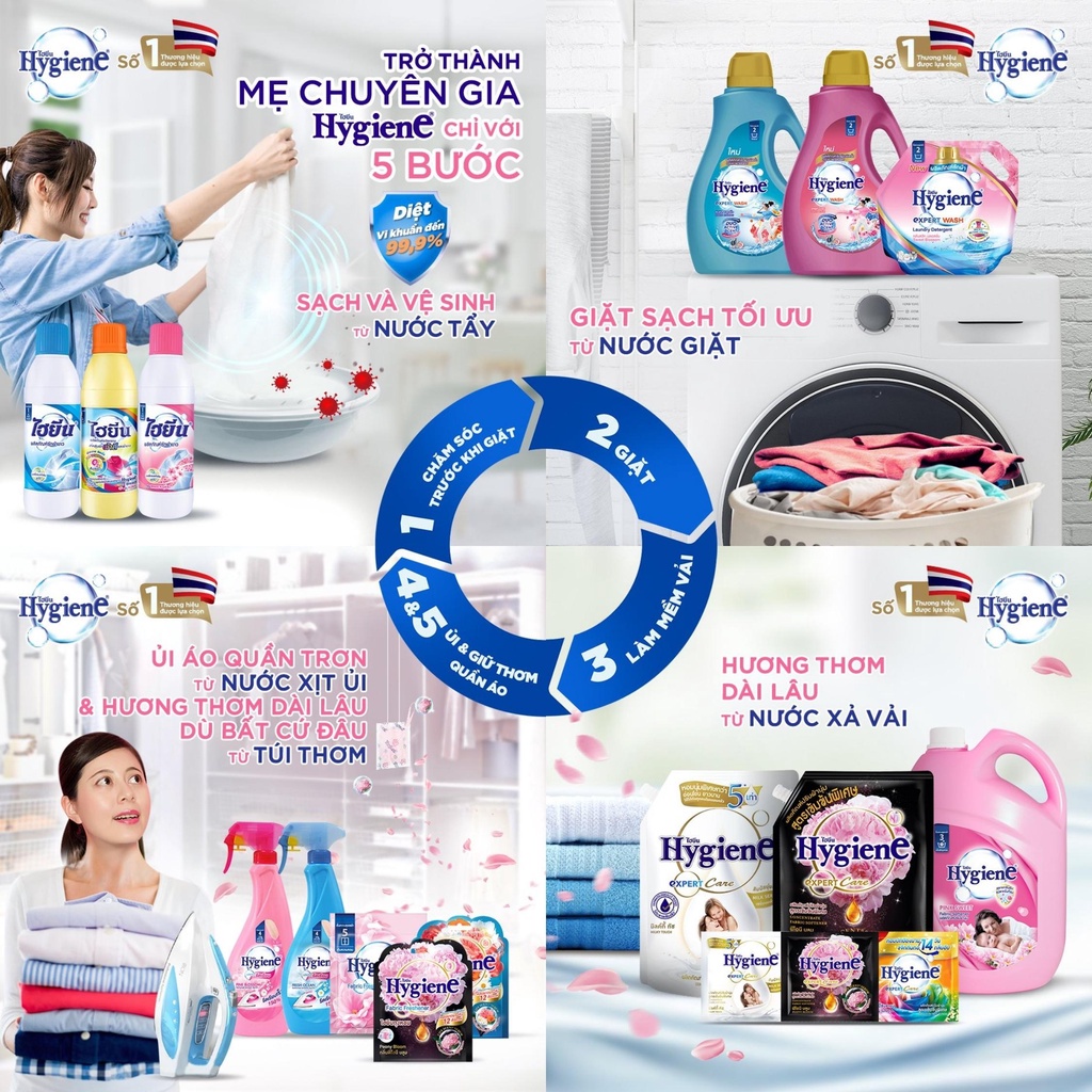 Thuốc Tẩy Trắng Quần Áo Hygiene - Nước Tẩy Quần Áo Trắng Và Màu Thái Lan 500/600ml