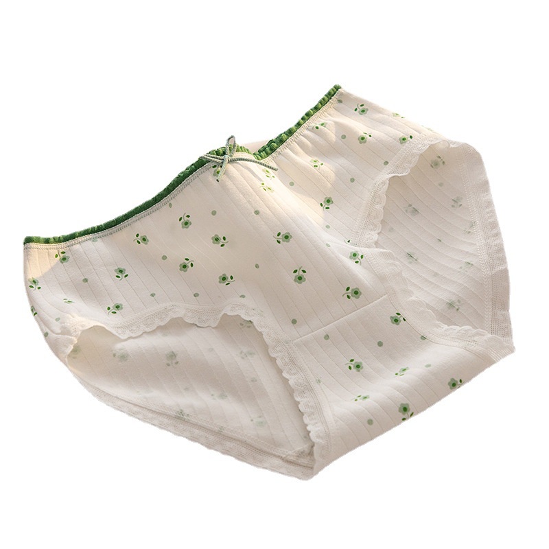 Quần Lót Cotton Thoáng Khí Họa Tiết Hoa Đơn Giản Chất Lượng Cao Cho Nữ
