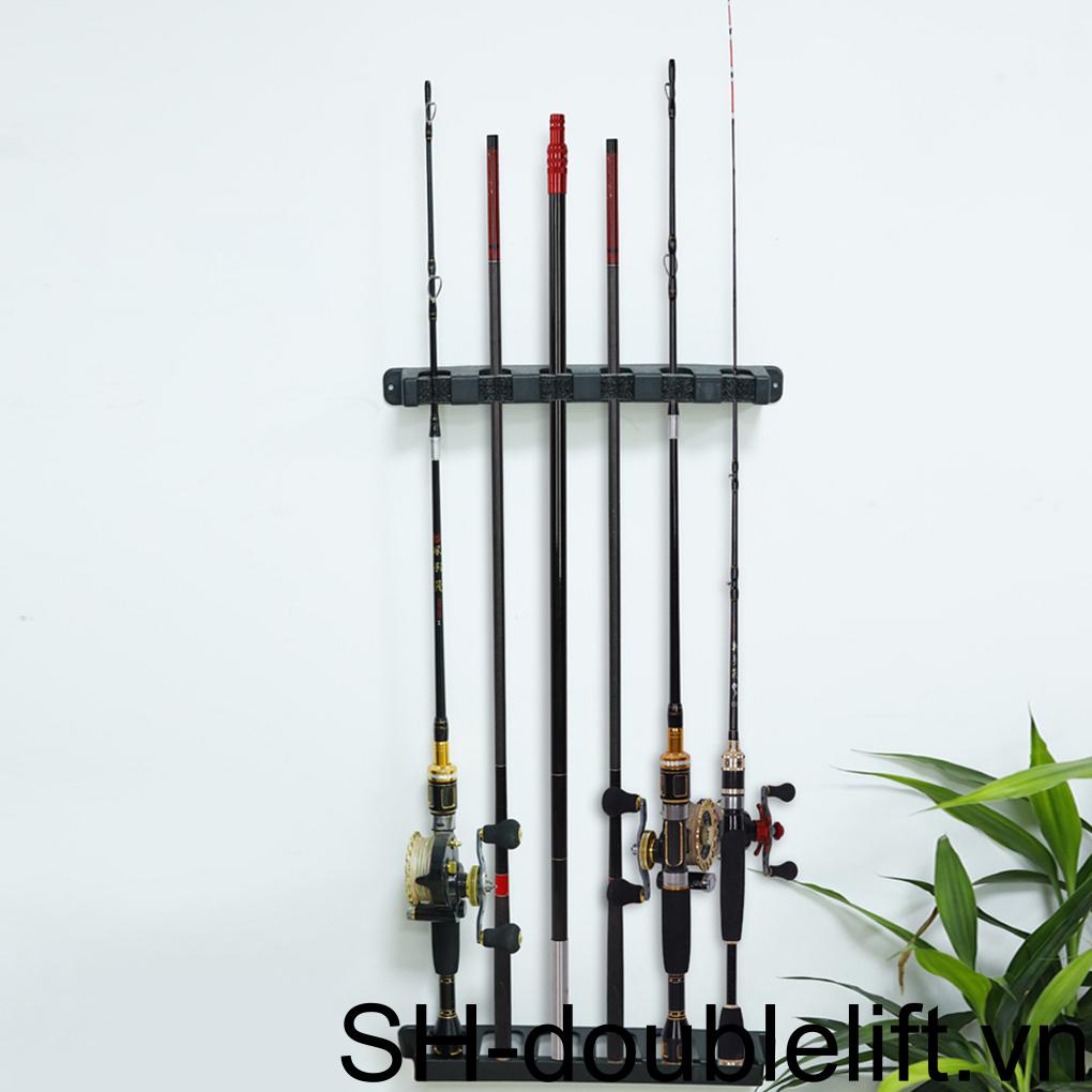 Giá Đỡ Cần Câu Cá 6 Kẹp Gắn Tường Bằng ABS Tiện Dụng