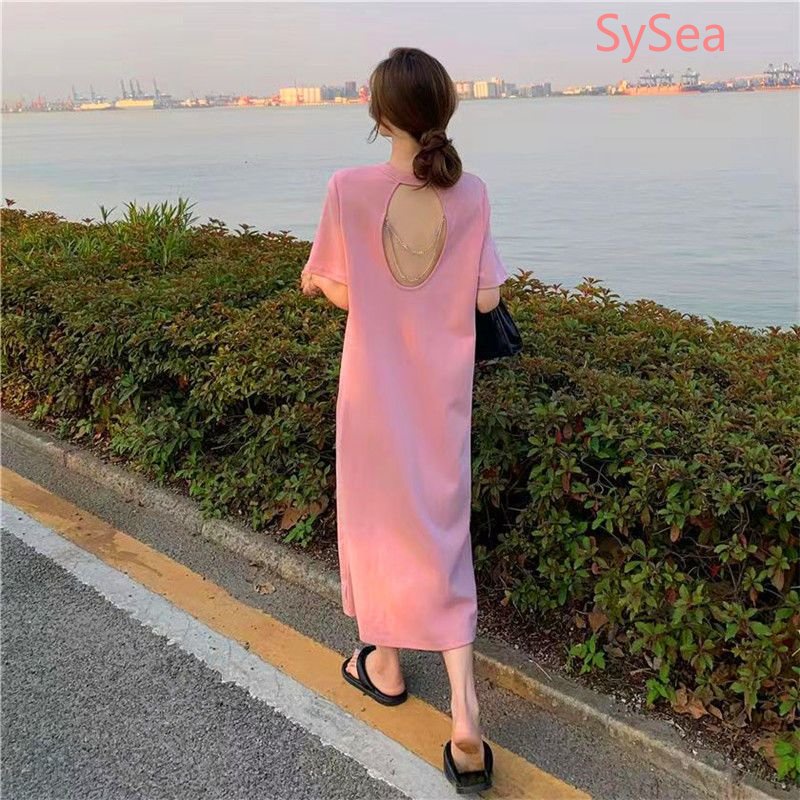 Đầm Dáng Rộng Hở Lưng Thời Trang Mùa Hè Hàn Quốc Cho Nữ Có Size Lớn