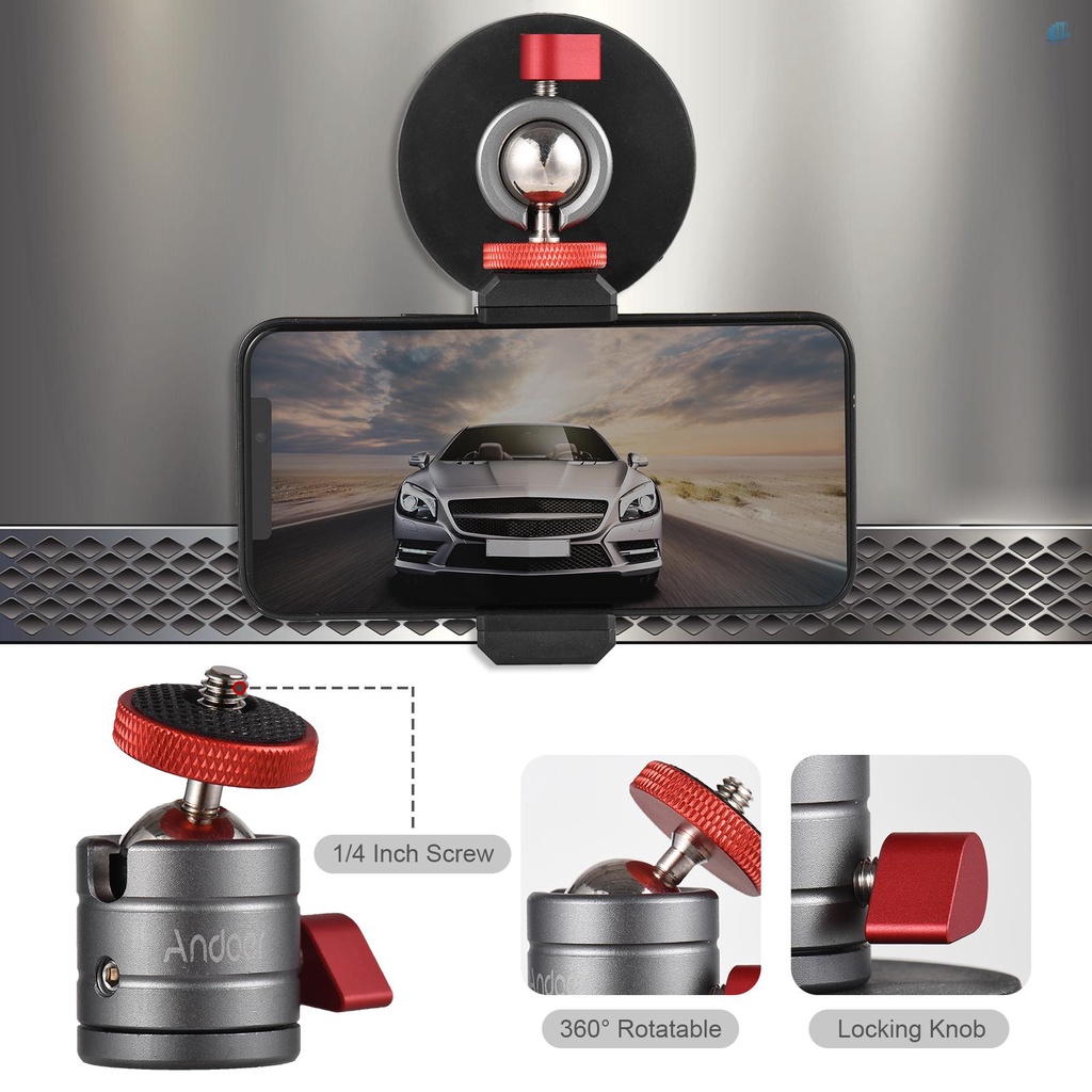 Đồng Hồ Thông Minh Andoer Mini Đầu Bi Xoay 360 Độ° Giá Đỡ Ba Chân Đầu Bi Xoay Bằng Hợp Kim Nhôm Có Đế Nam Châm Thay Thế Cho iPhone 14 / 13 / 12 / 11 Huawei Samsung Smartpho