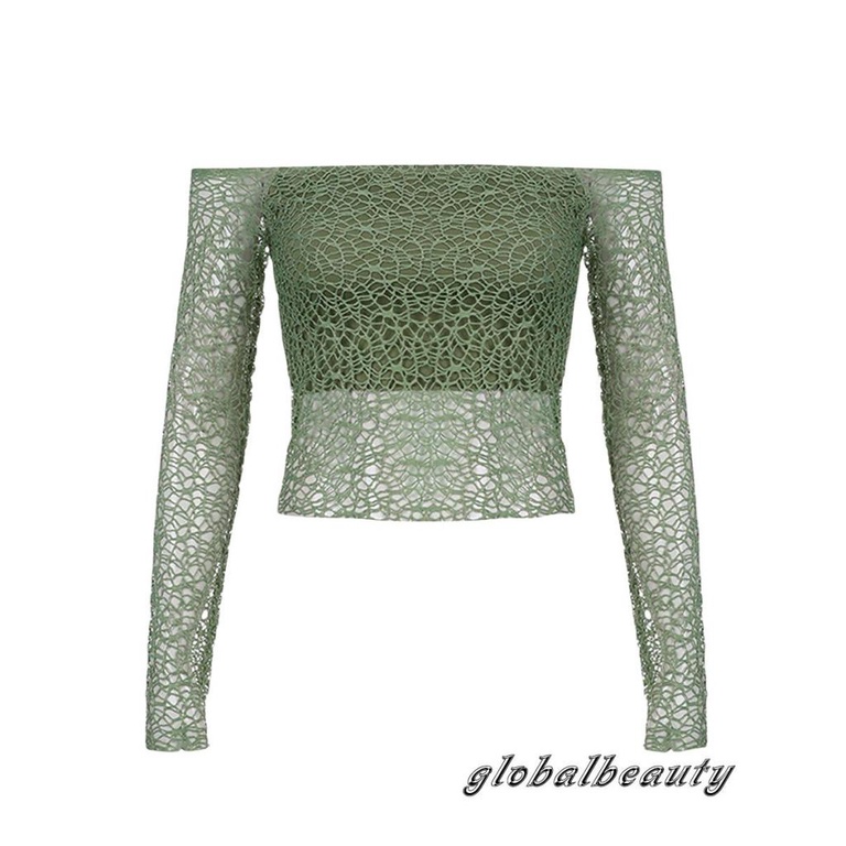 Áo Kiểu Trễ Vai Tay Dài Màu Sắc Đơn Giản Cho Nữ