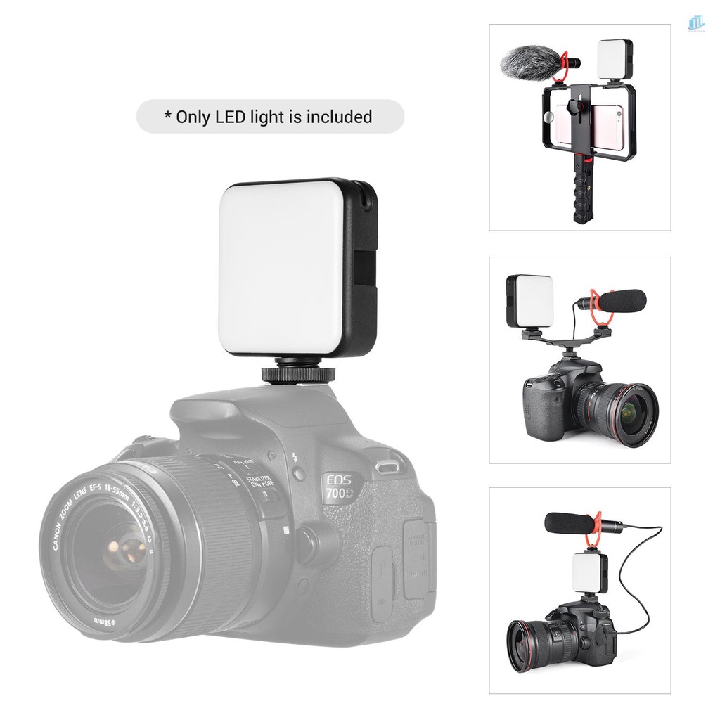 Bộ Đèn LED Chiếu Sáng Mini Andoer W64 6W 2500K-6500K 3 Chế Độ Lạnh Kèm Giá Đỡ Cho Laptop