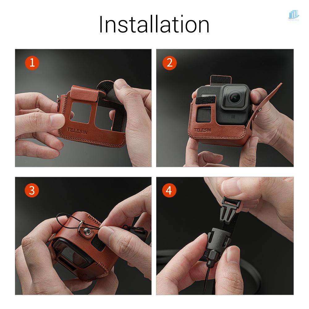 TELESIN Vỏ Da PU Bảo Vệ Máy Ảnh 8 Hành Động Cho smartwatchinone Tel Resin / PU