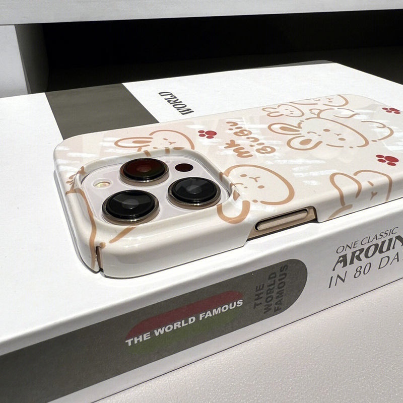 Ốp Điện Thoại Cứng Họa Tiết Thỏ Màu Vàng Nhạt Dễ Thương Cho Iphone 13 13Promax x 11 12 14 3