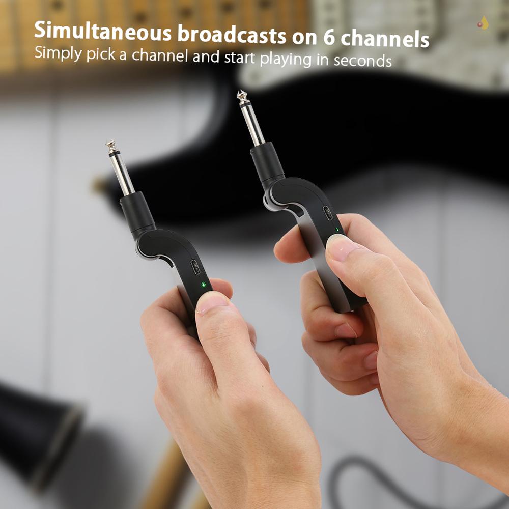 Hệ Thống Truyền Nhận Tín Hiệu Âm Thanh Đàn Guitar Không Dây 2.4G Sạc Lại 6 Kênh 6 Kênh Chuyên Dụng