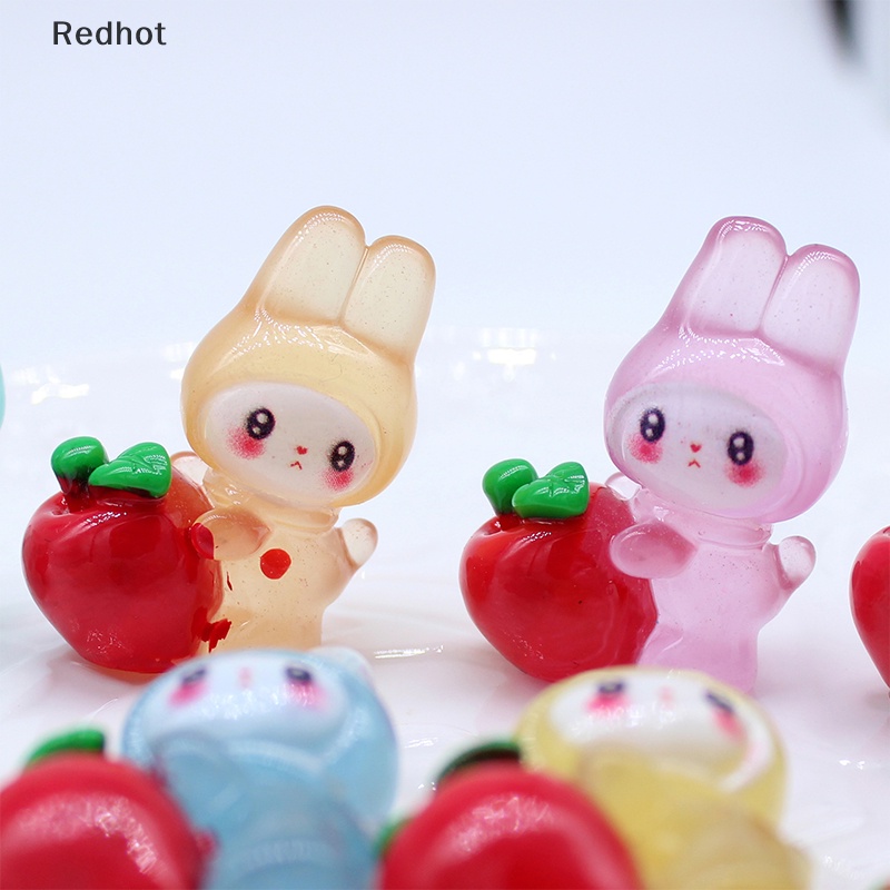 &lt; Redhot &gt; Bộ 2 Búp Bê Thỏ Hoạt Hình Dạ Quang Trang Trí Tiểu Cảnh