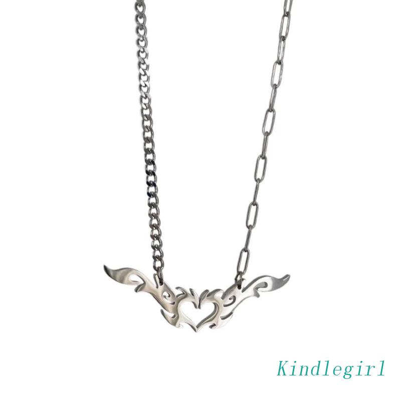 Vòng cổ Mặt Hình Ngọn Lửa Và Trái Tim KING Y2K Thời Trang Hàn Quốc Cho Nữ