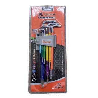 Bộ lục giác hoa thị 9 màu kapusi japan, 9 cây chữ l từ t10-t50 thép cao cấp không gỉ, bh12 thángdụng cụ sửa chữa tuấn mã