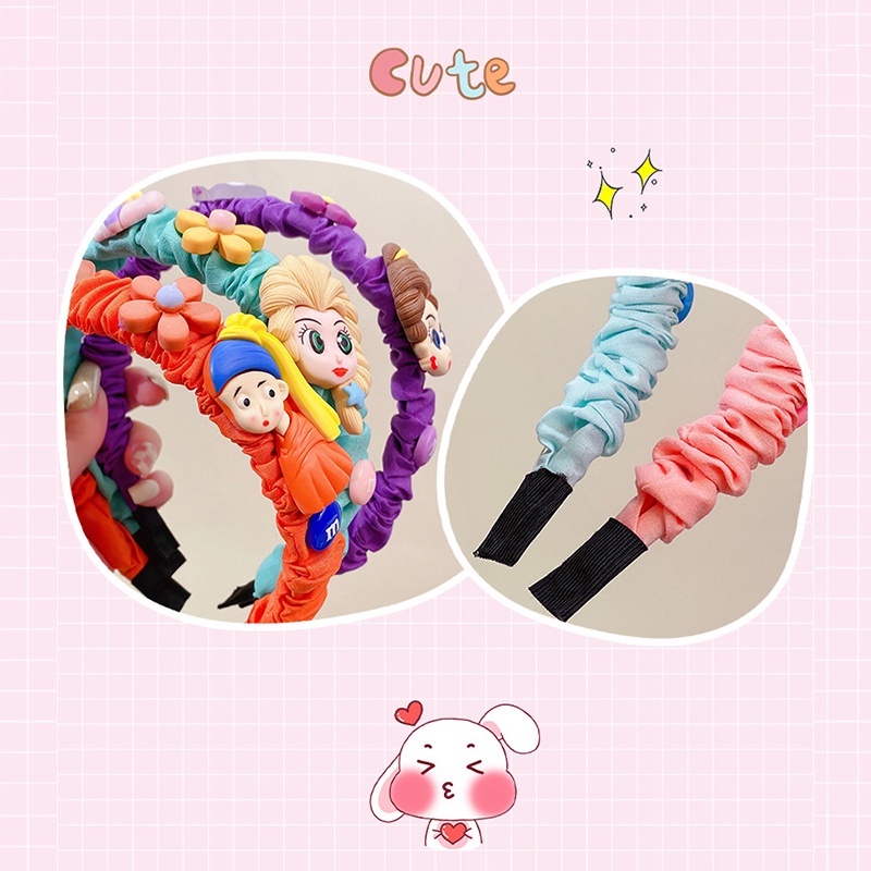 Băng Đô Cài Tóc Xếp Ly Kiểu Công Chúa Hoạt Hình Phong Cách Hàn Quốc Dễ Thương Thời Trang Cho Bé Gái