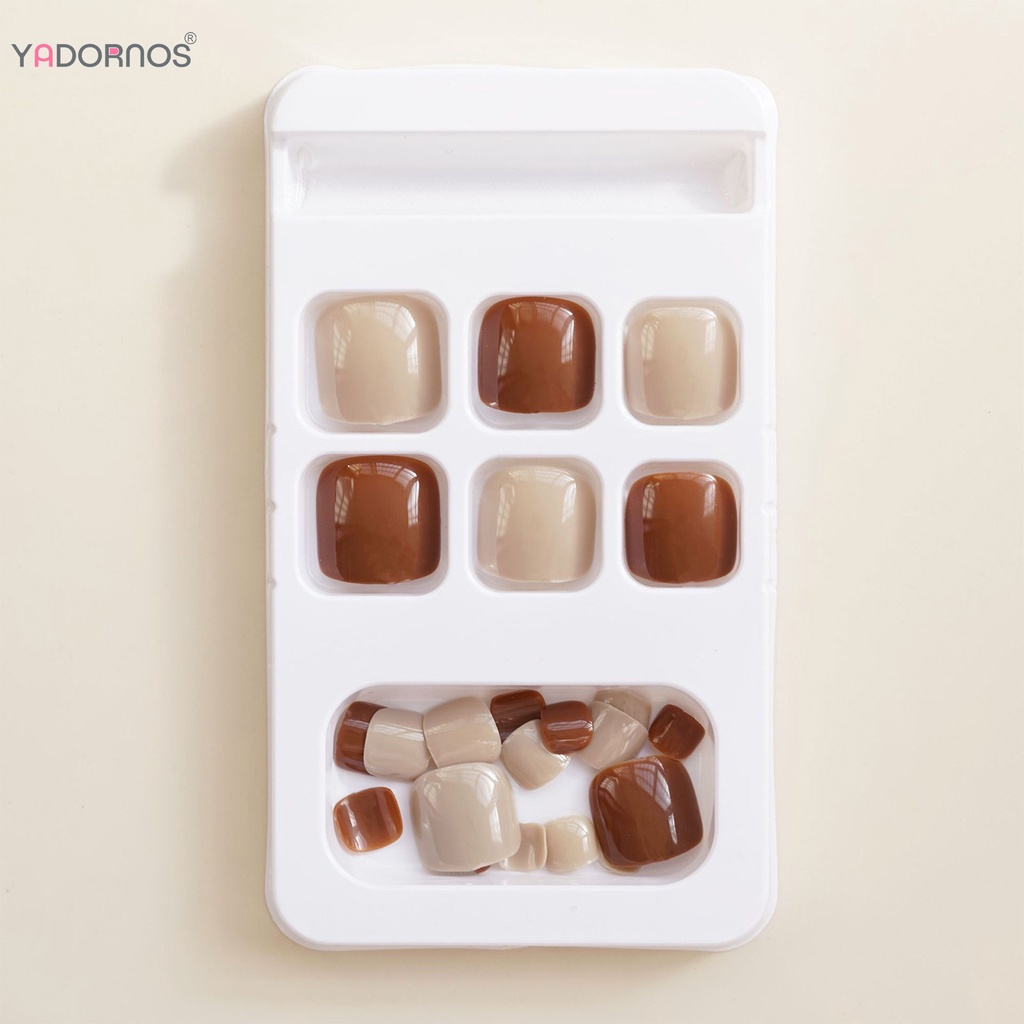 Móng chân giả YADORNOS dạng ấn không gây kích ứng màu caramel & be thời trang