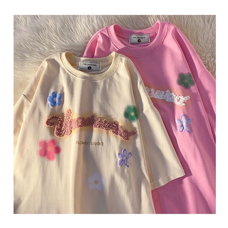 Áo Thun Cotton Tay Ngắn In Hình Đồ Họa Phong Cách Hàn Quốc Mẫu Mới 2023 Thời Trang Cho Nữ