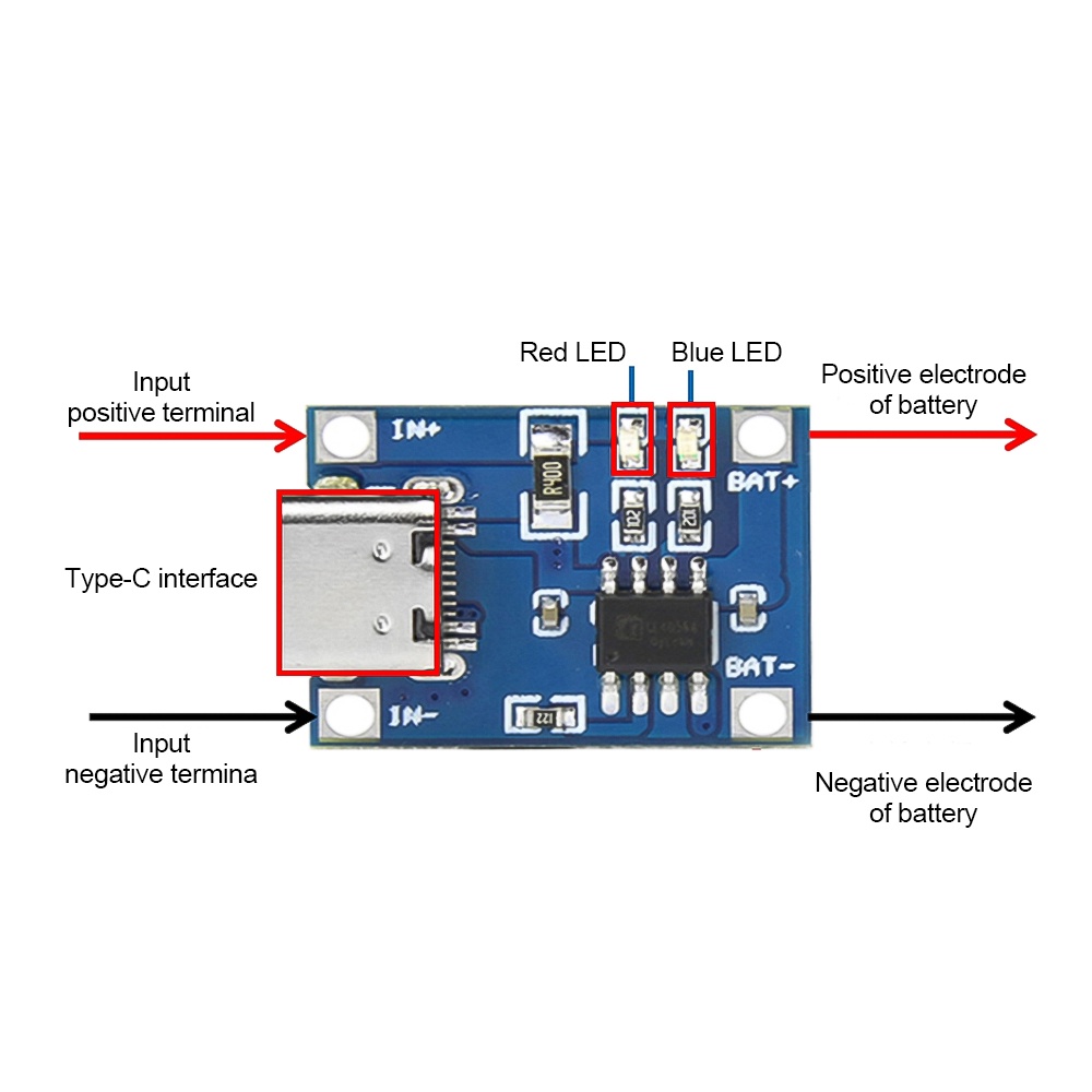 RIRIHI Bảng mạch sạc pin lithium 18650 TP4056 DC4.5V-5.5V chuyên dụng