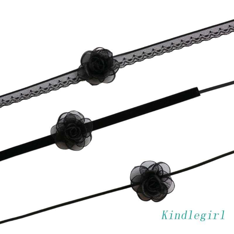 Vòng Cổ Choker Hóa Trang Hoa Màu Đen Phong Cách Gothic