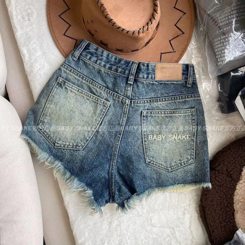 Quần Short Denim Nữ Lưng Cao Rách Gối Thời Trang