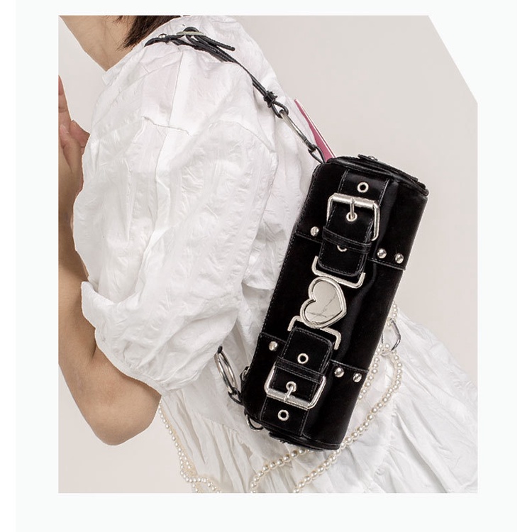 Ielgy Niche Túi Xách Đeo Dưới Cánh Tay Thiết Kế Hình Trái Tim Kim Loại Cao Cấp Dễ Phối Đồ Phong Cách Retro Cho