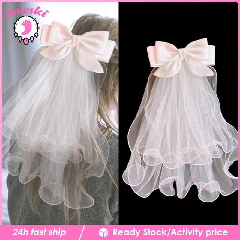 [Lovoski] Nơ Cài Tóc Cô Dâu Màu Trắng Thời Trang Chất Lượng Tốt