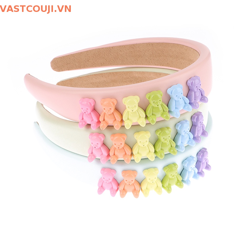 Băng Đô Cài Tóc Bằng Xốp Màu Kẹo Hình Gấu VASTJI Cho Nữ