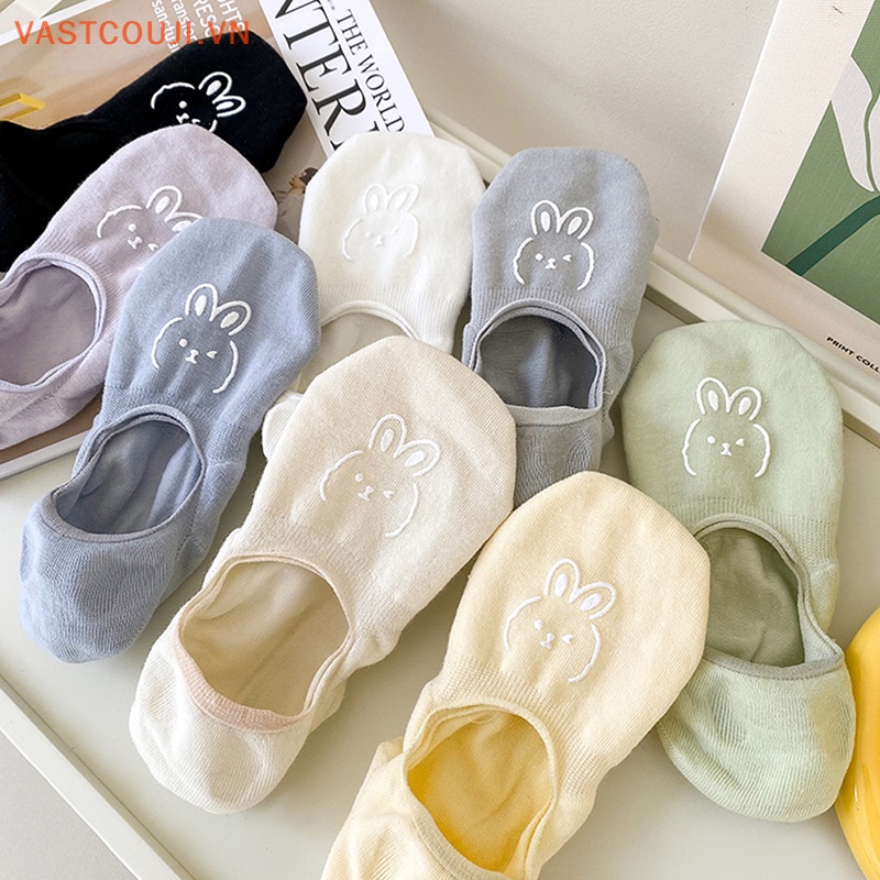 Vớ Cotton Mỏng Cổ Thấp Màu Trơn Thoáng Khí Họa Tiết Hoạt Hình Dễ Thương Cho Nữ