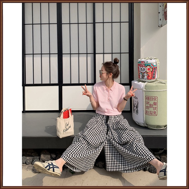 Quần Culottes Lưng Cao Ống Rộng Họa Tiết Kẻ Sọc Phong Cách Cổ Điển Thời Trang Cho Nữ