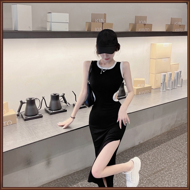 Đầm Midi Sát Nách Cổ Tròn Dáng Ôm Xẻ Tà Quyến Rũ Thời Trang Cho Nữ