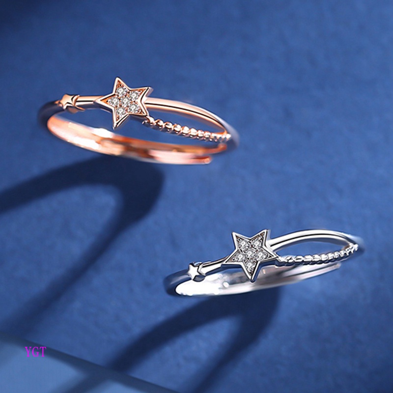 Nhẫn Hở Hình Ngôi Sao Năm Cánh Đính Đá Zircon Thời Trang Cho Nữ