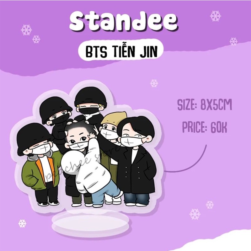 Standee chibi BTS cỡ 8x5cm nhựa mica trang trí bàn học