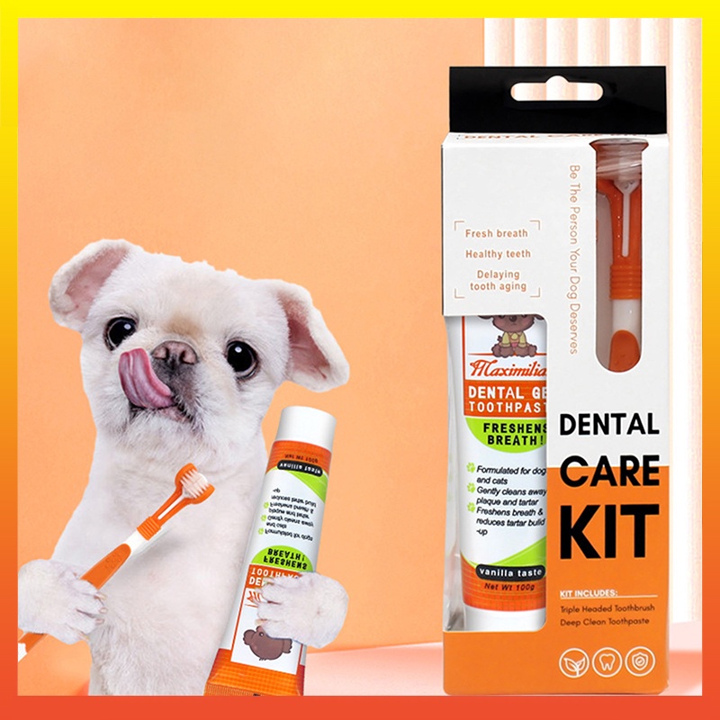 Bộ 2 Bàn Chải Đánh Răng Hương Vanilla Tươi Mới Cho Thú Cưng